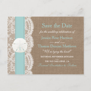 The Turquoise Sand Dollar Collection Save The Date Announcement Postcard