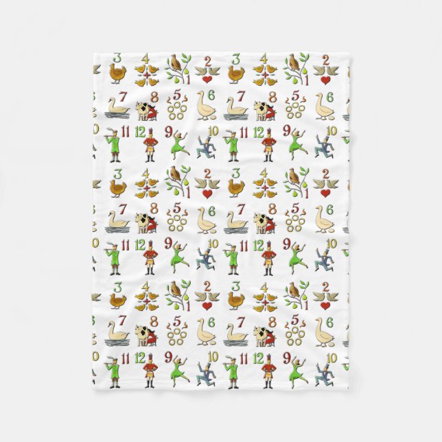 The Twelve Days of Christmas Fleece Blanket (Front)
