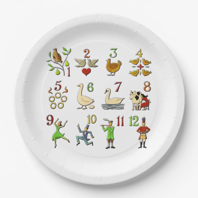 The Twelve Days of Christmas Paper Plate (Front)