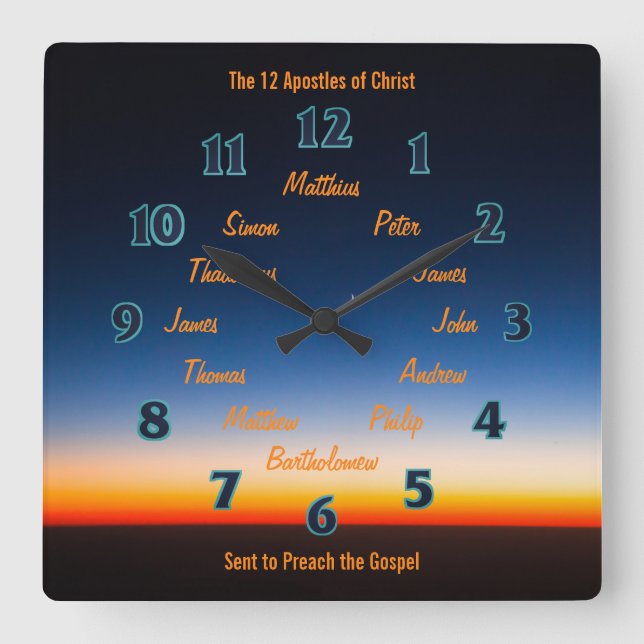 The Twelve Disciples of Jesus Square Wall Clock (Front)