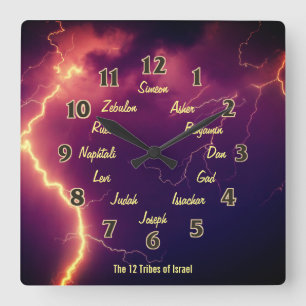 The Twelve Tribes of Israel Square Wall Clock