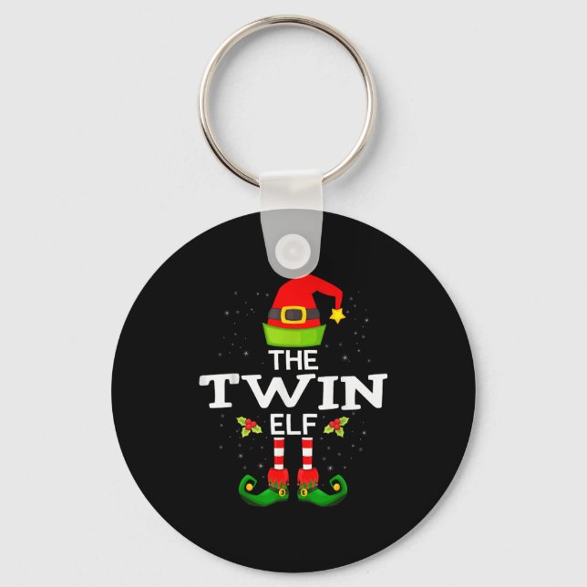 The Twin Elf Christmas Family Matching Pajama  Keychain (Front)