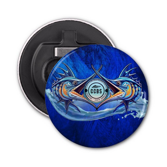 The Twin Marlin Button Bottle Opener (Front)