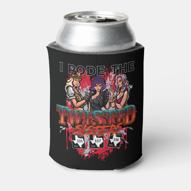 The Twisted Sisters Texas USA Motorcycle 03 Can Cooler (Can Back)