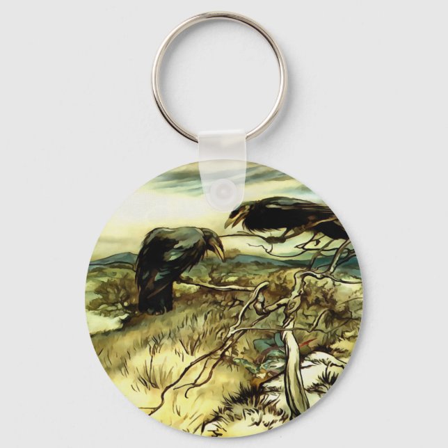 The Two Crows or Twa Corbies Makin A Mane Keychain (Front)