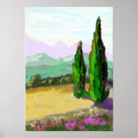 The two cypress trees in Provence, Vaucluse.