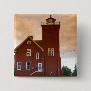 The Two Harbours Lighthouse overlooking Agate Bay 2 Inch Square Button