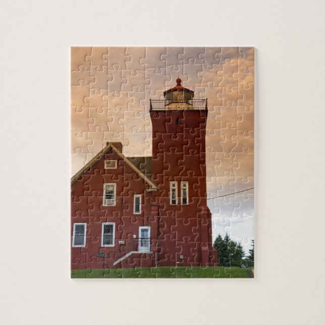 The Two Harbours Lighthouse overlooking Agate Bay Jigsaw Puzzle (Vertical)
