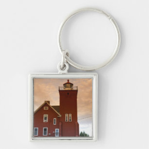The Two Harbours Lighthouse overlooking Agate Bay Keychain
