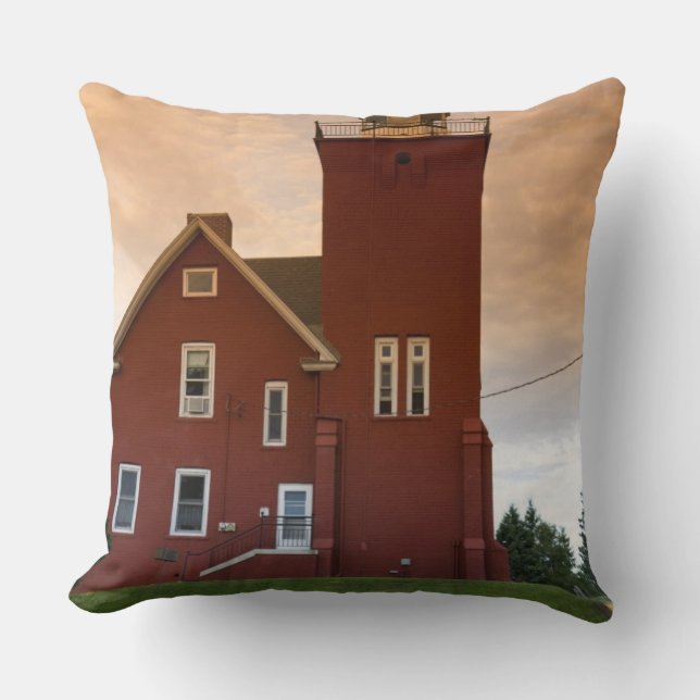 The Two Harbours Lighthouse overlooking Agate Bay Throw Pillow (Front)