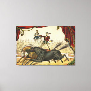 The Two Horse Act, Circus Performance, Circa 1874. Canvas Print