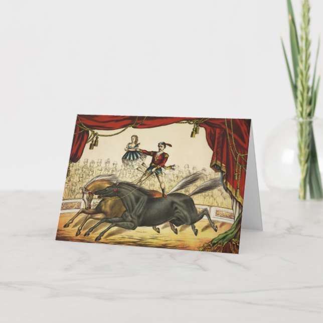 The Two Horse Act, Circus Performance, Circa 1874. Card (Front)