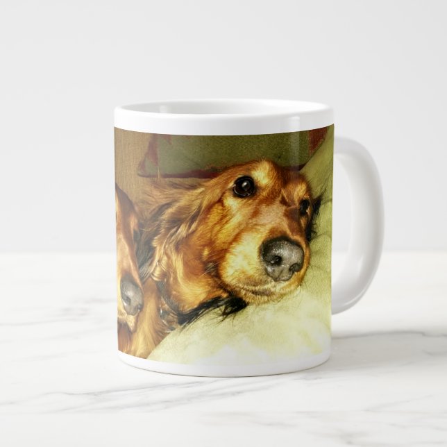 The Two Longhaired Dachshunds Wraparound Large Coffee Mug (Front Right)