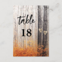 The Two Lovers Carved Trees Fall Table Numbers