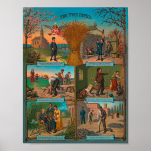 The Two Paths Vintage Temperance Poster