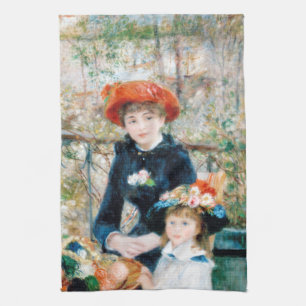 The Two Sisters, On the Terrace Auguste Renoir Kitchen Towel