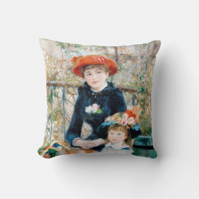 The Two Sisters, On the Terrace Auguste  Renoir    Throw Pillow (Front)