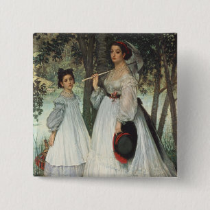 The Two Sisters: Portrait, 1863 2 Inch Square Button