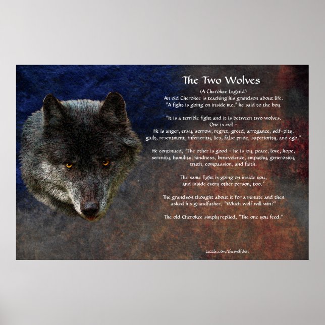 The TWO WOLVES CHEROKEE TALE Art Poster (Front)