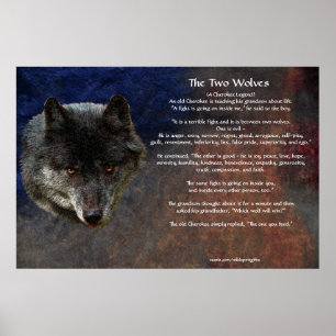 The TWO WOLVES CHEROKEE TALE Art Poster