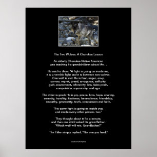 The TWO WOLVES CHEROKEE TALE Art Poster