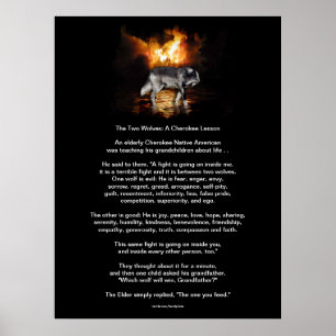 The TWO WOLVES CHEROKEE TALE Native American Print