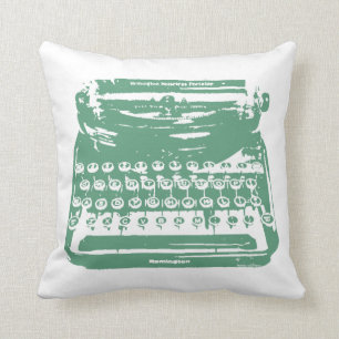the typewriter - green throw pillow