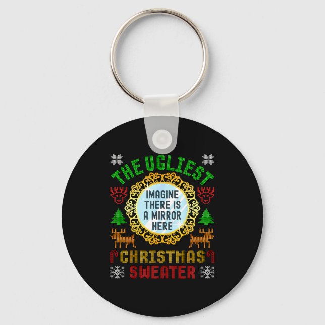 The Ugliest Christmas Sweater With An Image Of A M Keychain (Front)