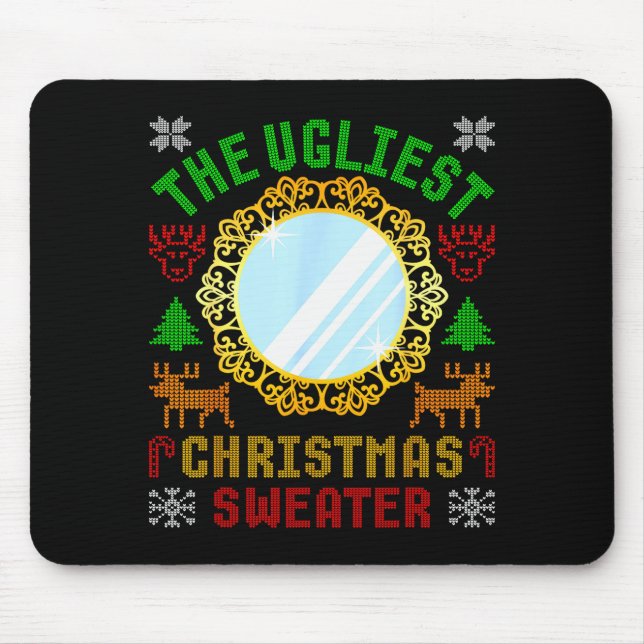 The Ugliest Ugly Christmas Sweater With Mirror Fun Mouse Pad (Front)