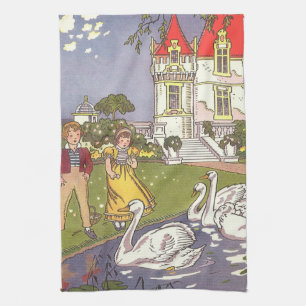 The Ugly Duckling, Vintage Fairy Tale by Hauman Kitchen Towel