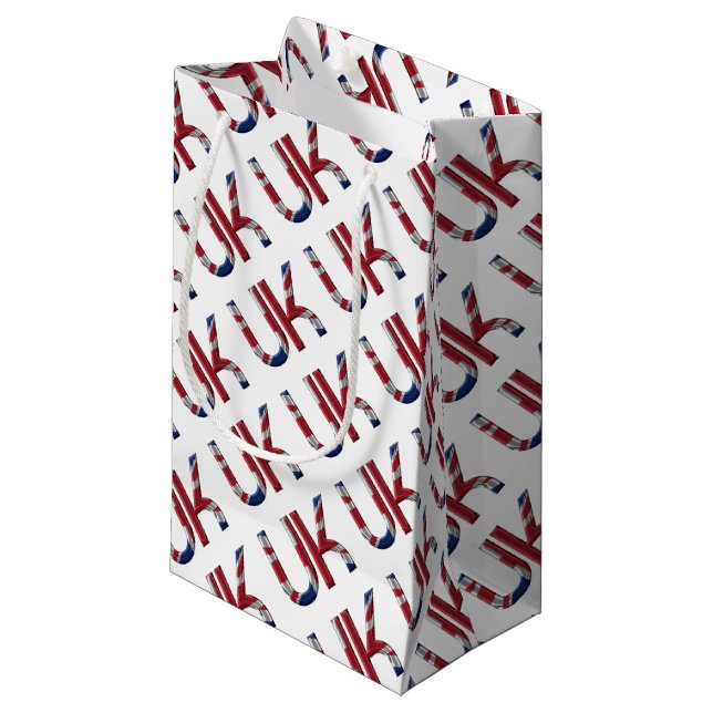 The UK Union Jack British Flag Typography Elegant Small Gift Bag (Front Angled)