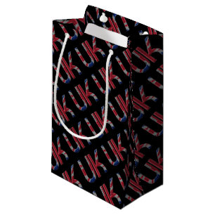 The UK Union Jack British Flag Typography Elegant Small Gift Bag