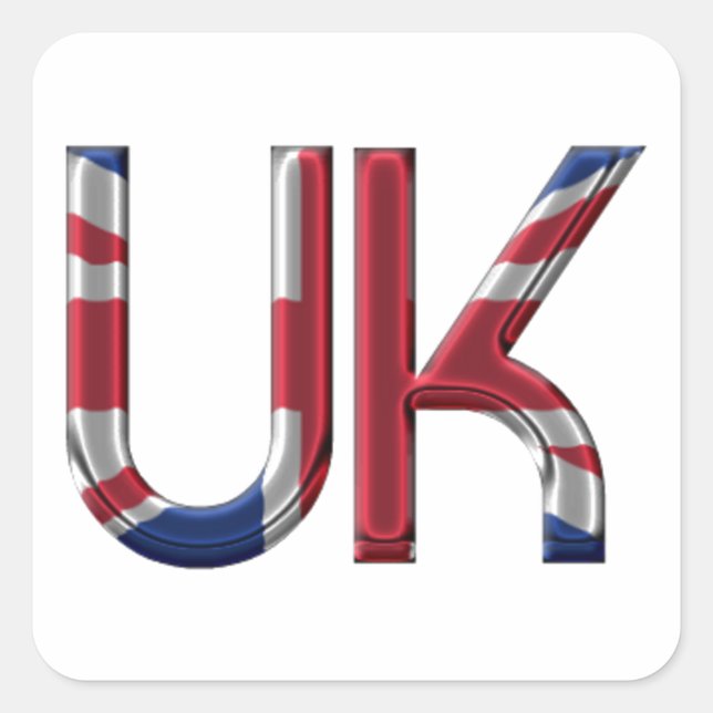 The UK Union Jack British Flag Typography Elegant Square Sticker (Front)