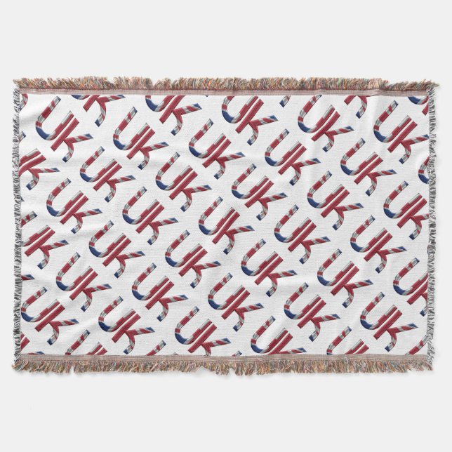 The UK Union Jack British Flag Typography Elegant Throw Blanket (Front)