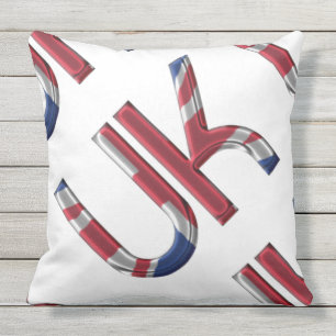 The UK Union Jack British Flag Typography Initials Outdoor Pillow