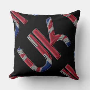 The UK Union Jack British Flag Typography Initials Throw Pillow