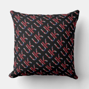 The UK Union Jack British Flag Typography Pattern Throw Pillow