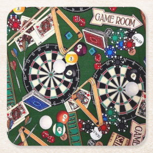 The Ultimate Game Room Fine Art Square Paper Coaster