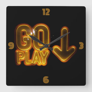 The Ultimate GAMER Clock! Go Play for Gamers Square Wall Clock