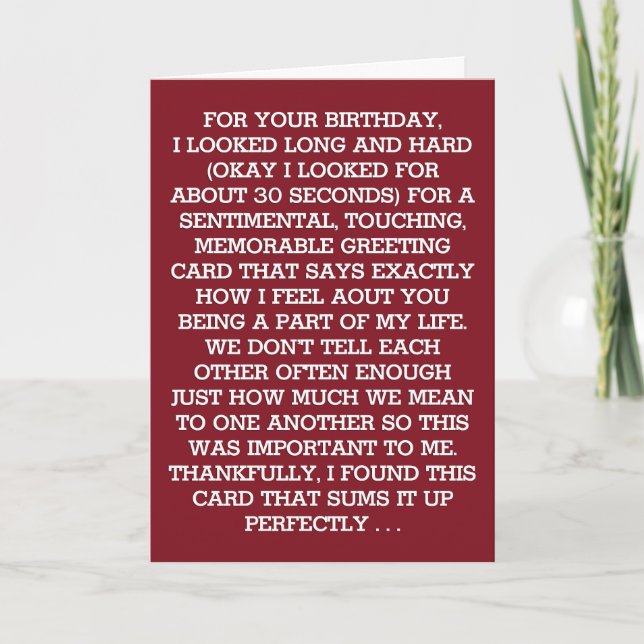 The Ultimate Sentimental Birthday Message (wine) Card (Front)