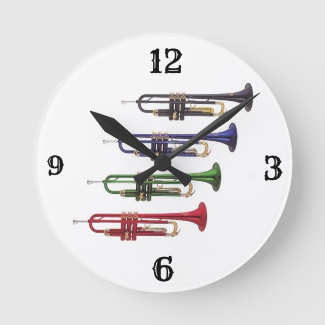 THE ULTIMATE "TRUMPET PLAYER'S CLOCK" ROUND CLOCK (Front)