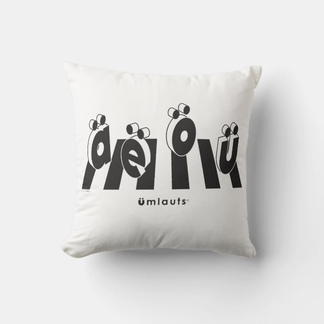 “The Umlauts™ Crossing Over” Throw Pillow (Front)