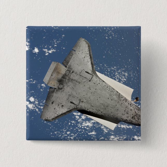The underside of space shuttle Discovery 2 2 Inch Square Button (Front)
