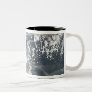 The underside of space shuttle Discovery Two-Tone Coffee Mug