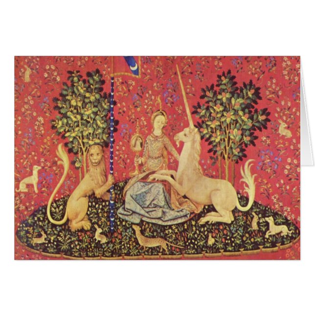 The Unicorn and Maiden Medieval Tapestry Image (Front Horizontal)