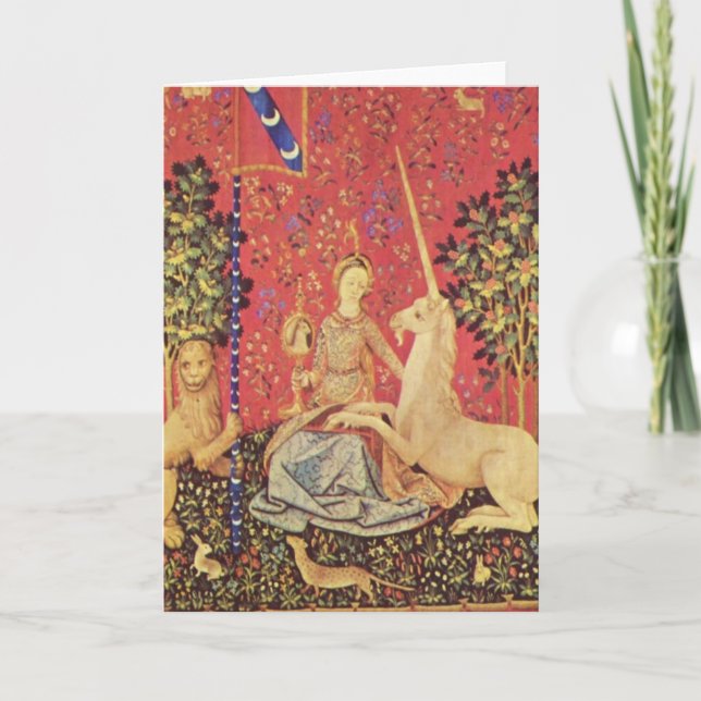 The Unicorn and Maiden Medieval Tapestry Image Card (Front)