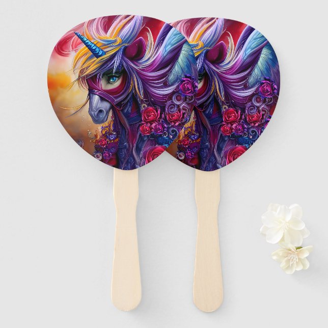 The unicorn hand fan (Front and Back)