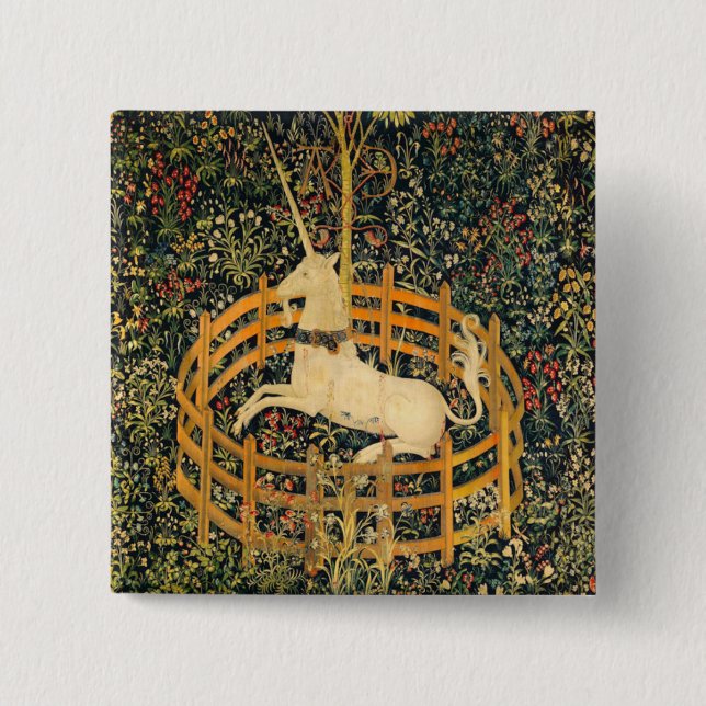 The Unicorn in Captivity 2 Inch Square Button (Front)