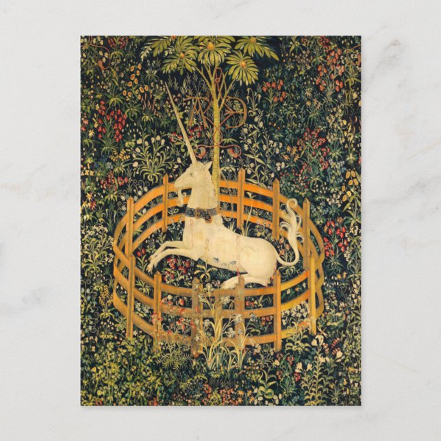 The Unicorn in Captivity Holiday Postcard (Front)