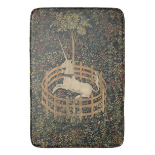 The Unicorn in Captivity, Medieval Tapestry  Bath Mat